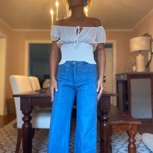 Cold shoulder white blouse, small.